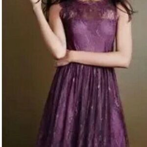 Hitherto Purple lace sleeveless midi dress party cocktail size 0